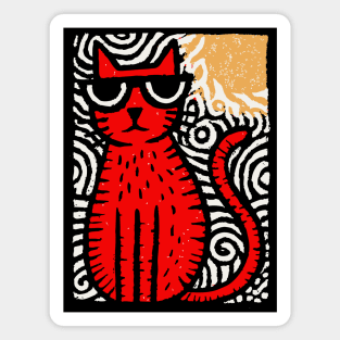 Cat in Heat | Minimalist Retro Graphic Magnet